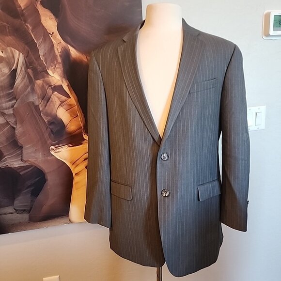 Kenneth Cole Men's Size 42R Gray Pinstripe Blazer Sports Jacket - Picture 1 of 9